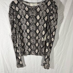 Wild Fable Black and Cream Snake Print Long Sleeve Top